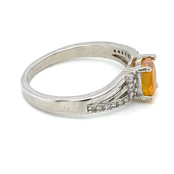 Welo Opal .60ct Platinum Finish Solid Silver Ring - Picture 4 of 7